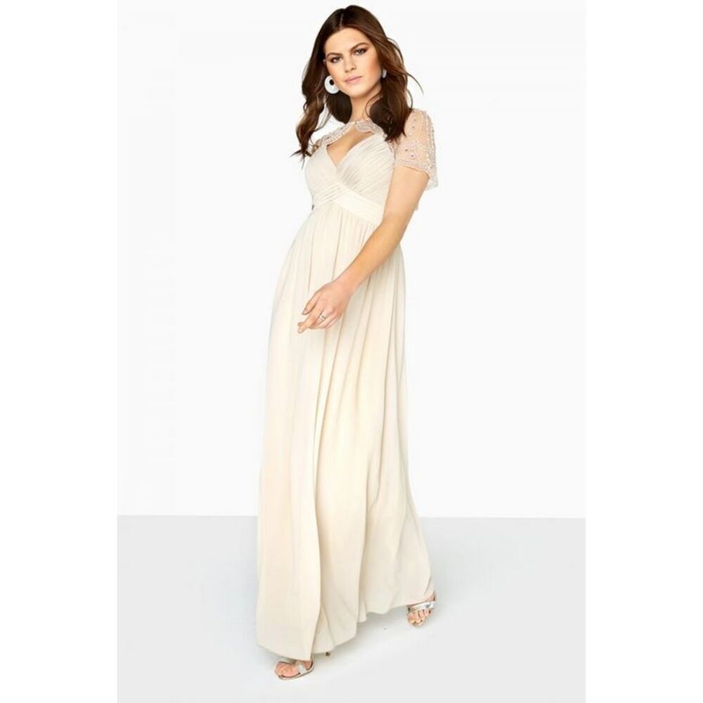 Little Mistress Womens/Ladies Detachable Cape Maxi Dress / Beige